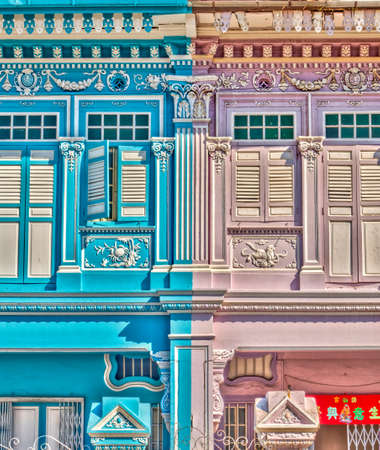 Singapore, Peranakan architecture in Joo Chiat district, HDR Imageの写真素材