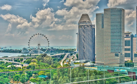 Singapore - April 2020 : Downtown cityscape, HDR Imageのeditorial素材