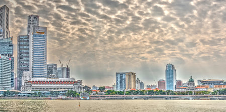 Singapore - April 2020 : Downtown cityscape, HDR Imageのeditorial素材