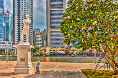 Singapore - April 2020 : Downtown cityscape, HDR Imageのeditorial素材