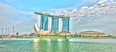 Singapore - April 2020 : Downtown cityscape, HDR Imageのeditorial素材