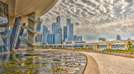Singapore - April 2020 : Downtown cityscape, HDR Imageのeditorial素材