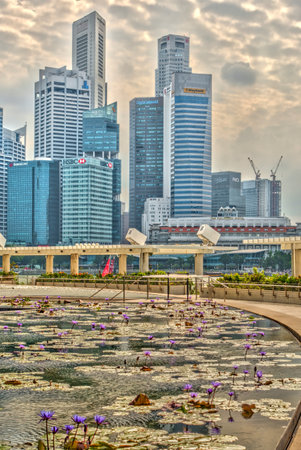 Singapore - April 2020 : Downtown cityscape, HDR Imageのeditorial素材