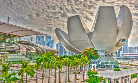 Singapore - April 2020 : Downtown cityscape, HDR Imageのeditorial素材