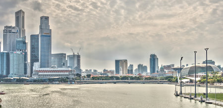 Singapore - April 2020 : Downtown cityscape, HDR Imageのeditorial素材