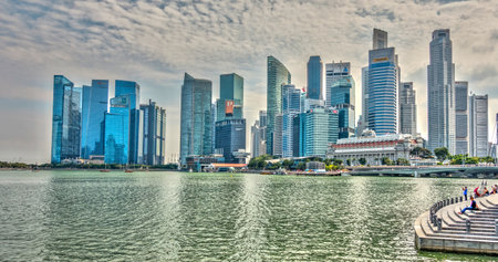 Singapore - April 2020 : Downtown cityscape, HDR Imageのeditorial素材
