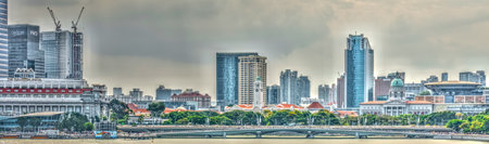 Singapore - April 2020 : Downtown cityscape, HDR Imageのeditorial素材
