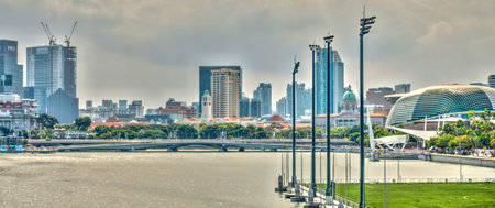 Singapore, Harbour cityscape, HDR Imageのeditorial素材