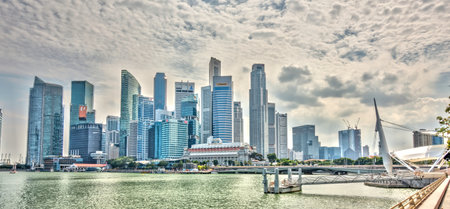 Singapore, Harbour cityscape, HDR Imageのeditorial素材