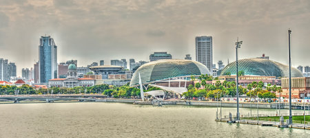 Singapore - April 2020 : Downtown cityscape, HDR Imageのeditorial素材