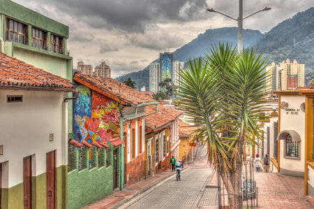 Bogota, Colombia - April 2019 : La Candelaria district, HDR Imageのeditorial素材