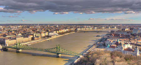 Budapest, Hungary - December 2020 : Historical center in sunny weather, HDR Imageのeditorial素材