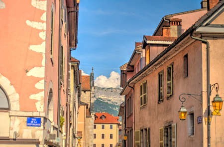 Annecy, France - July 2019 : Historical center in sunny weather, HDR Imageのeditorial素材