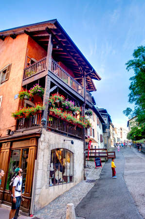 Annecy, France - July 2019 : Historical center in sunny weather, HDR Imageのeditorial素材