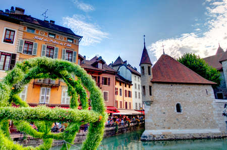 Annecy, France - July 2019 : Historical center in sunny weather, HDR Imageのeditorial素材