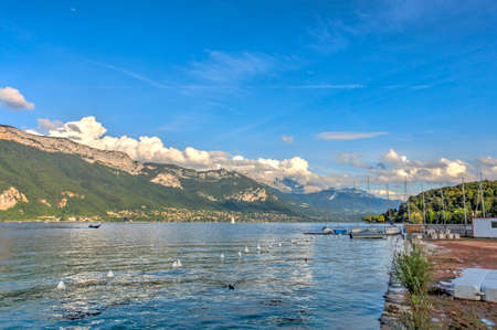 Annecy, France - July 2019 : Historical center in sunny weather, HDR Imageのeditorial素材