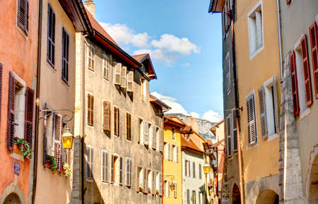 Annecy, France - July 2019 : Historical center in sunny weather, HDR Imageのeditorial素材