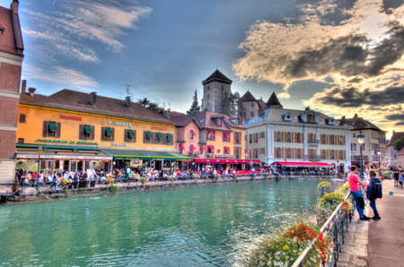 Annecy, France - July 2019 : Historical center in sunny weather, HDR Imageのeditorial素材
