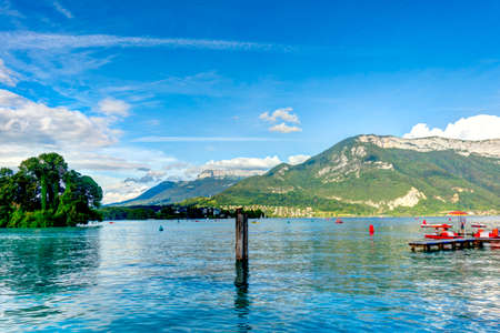 Annecy, France - July 2019 : Historical center in sunny weather, HDR Imageのeditorial素材