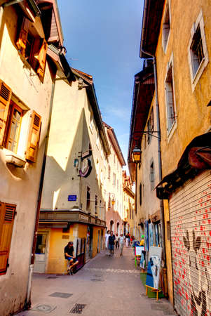 Annecy, France - July 2019 : Historical center in sunny weather, HDR Imageのeditorial素材