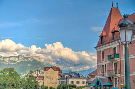 Annecy, France - July 2019 : Historical center in sunny weather, HDR Imageのeditorial素材