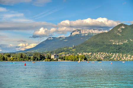 Annecy, France - July 2019 : Historical center in sunny weather, HDR Imageのeditorial素材