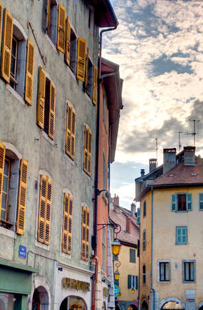 Annecy, France - July 2019 : Historical center in sunny weather, HDR Imageのeditorial素材
