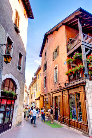 Annecy, France - July 2019 : Historical center in sunny weather, HDR Imageのeditorial素材