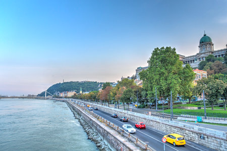 Budapest, Hungary - December 2020 : Historical center in sunny weather, HDR Imageのeditorial素材