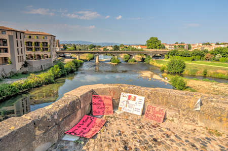Carcassonne, France - July 2019 : Historical center in sunny weather, HDR Imageのeditorial素材