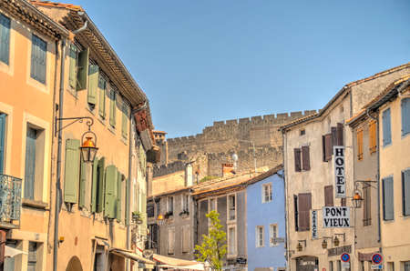 Carcassonne, France - July 2019 : Historical center in sunny weather, HDR Imageのeditorial素材