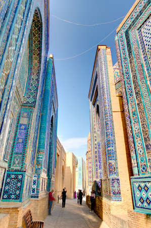 Samarkand, Uzbekistan - October 2020 : Shah I Zinda in sunny weather, HDR Imageのeditorial素材