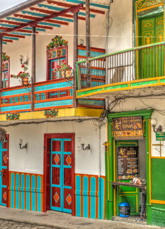 Jardin, Colombia - May 2019 : Picturesque village in cloudy weather, HDR Imageのeditorial素材
