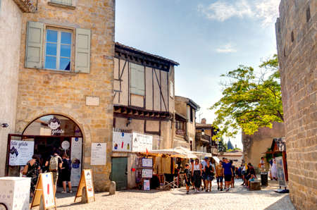 Carcassonne, France - July 2019 : Historical center in sunny weather, HDR Imageのeditorial素材