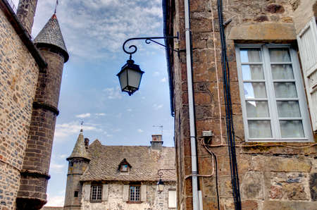 Salers, France - July 2019 : Picturesque village in sunny weather, HDR Imageのeditorial素材