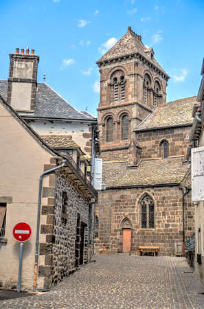 Salers, France - July 2019 : Picturesque village in sunny weather, HDR Imageのeditorial素材