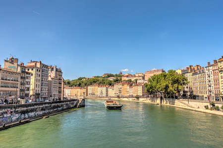 Lyon, France - July 2019 : Historical center in sunny weather, HDR Image