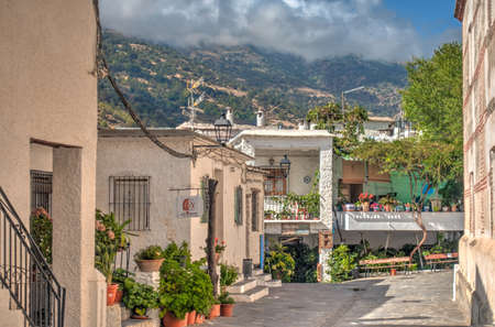 La Alpujarra, Spain - September 2020 : Picturesque white village in Andalusia, HDR Imageのeditorial素材