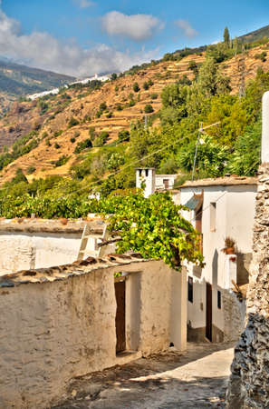 La Alpujarra, Spain - September 2020 : Picturesque white village in Andalusia, HDR Imageのeditorial素材