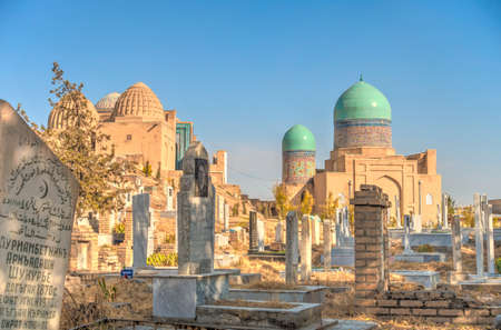 Samarkand, Uzbekistan - October 2020 : Shah I Zinda in sunny weather, HDR Imageのeditorial素材