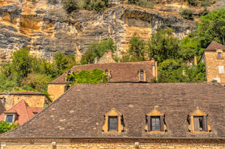 La Roque Gageac, France - September 2019 : Historical riverside village in summertime, HDR Imageのeditorial素材