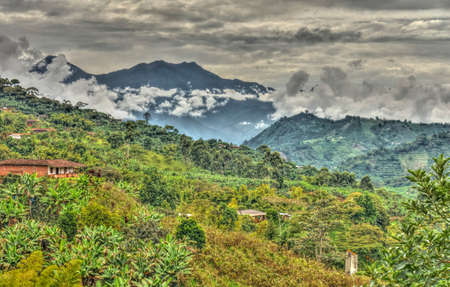 Jardin, Colombia - May 2019 : Picturesque village in cloudy weather, HDR Imageのeditorial素材