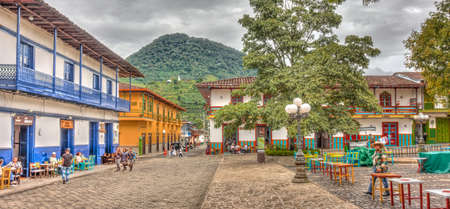 Jardin, Colombia - May 2019 : Picturesque village in cloudy weather, HDR Imageのeditorial素材