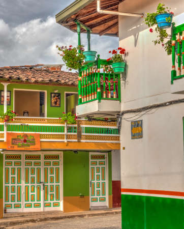 Jardin, Colombia - May 2019 : Picturesque village in cloudy weather, HDR Imageのeditorial素材