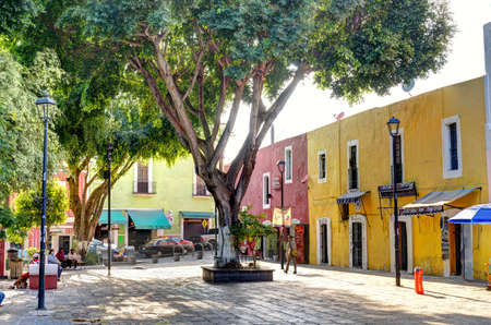 Puebla, Mexico - January 2022 : Historical center in sunny weather, HDR Imageのeditorial素材