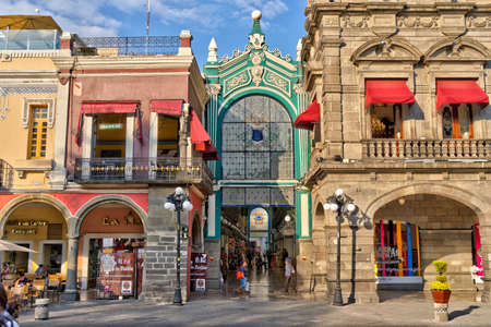 Puebla, Mexico - January 2022 : Historical center in sunny weather, HDR Imageのeditorial素材