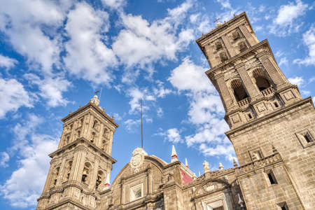 Puebla, Mexico - January 2022 : Historical center in sunny weather, HDR Imageのeditorial素材