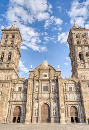 Puebla, Mexico - January 2022 : Historical center in sunny weather, HDR Imageのeditorial素材