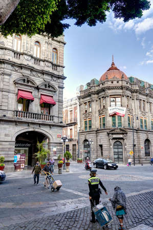 Puebla, Mexico - January 2022 : Historical center in sunny weather, HDR Imageのeditorial素材