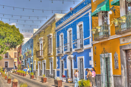 Puebla, Mexico - January 2022 : Historical center in sunny weather, HDR Imageのeditorial素材
